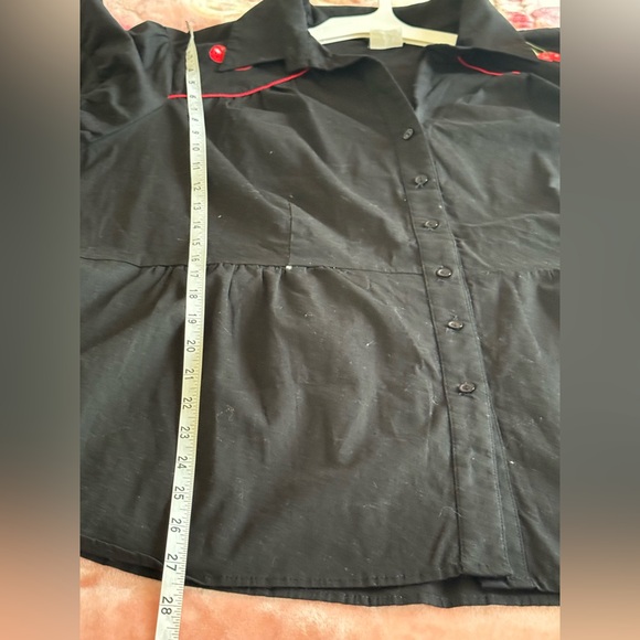 Torrid Black Button Down Shirt with Red Cherry Accents - Picture 10 of 11